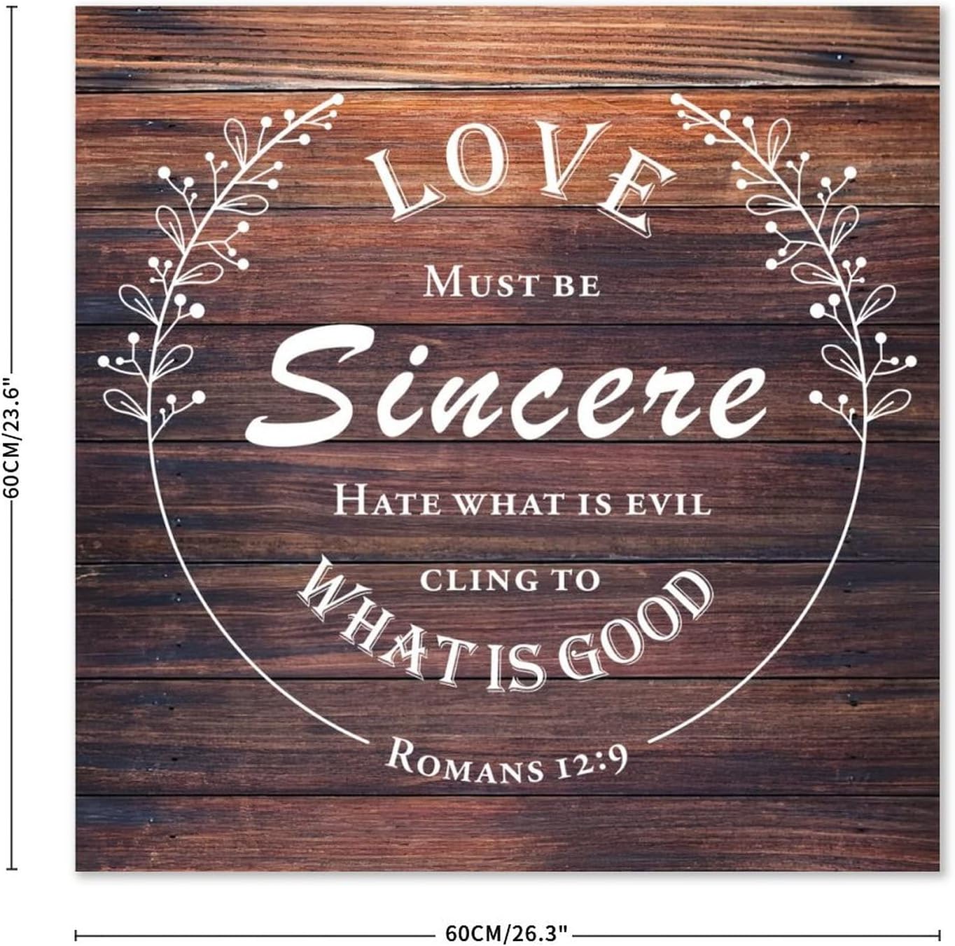 Rustic Home Decoration 24x24 Inch Wooden Plaques Love Must Be Sincere Cling to What Is Good Cute Wall Art Wood Plaque Sign with Quotes Home Sign for Restaurant Cottage - Image 2
