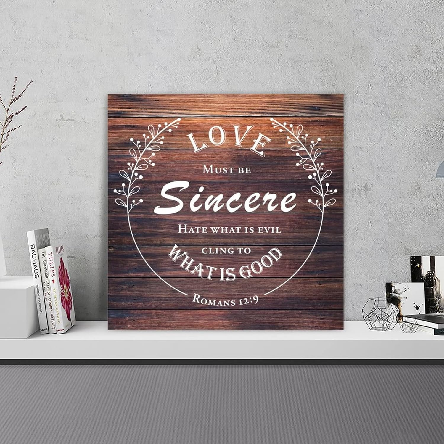 Rustic Home Decoration 24x24 Inch Wooden Plaques Love Must Be Sincere Cling to What Is Good Cute Wall Art Wood Plaque Sign with Quotes Home Sign for Restaurant Cottage - Image 3