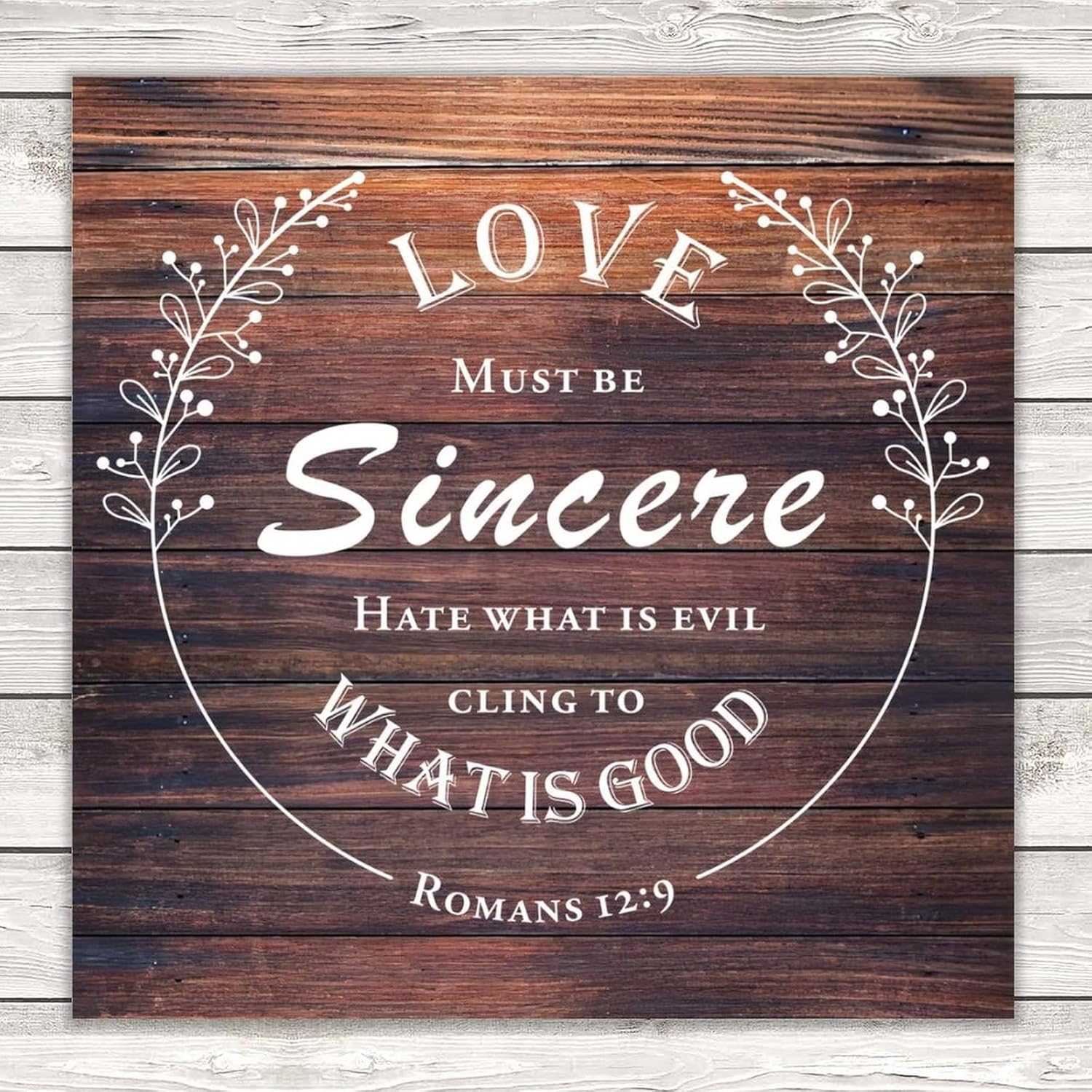 Rustic Home Decoration 24x24 Inch Wooden Plaques Love Must Be Sincere Cling to What Is Good Cute Wall Art Wood Plaque Sign with Quotes Home Sign for Restaurant Cottage - Image 4