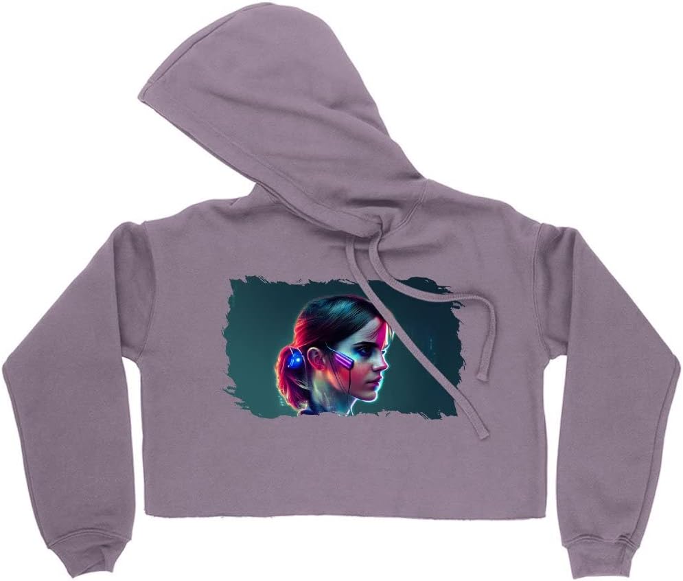 SERENITY TRENDS Character Women's Cropped Fleece Hoodie - Robot Cropped Hoodie for Women - Cyborg Hooded Sweatshirt - Image 4