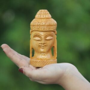 Small Buddha Head, Wooden, Woodwork, Wood, Buddhism, Religious, Figurine, Statue, Home Decor, Home Goods, Boho, Office Decor