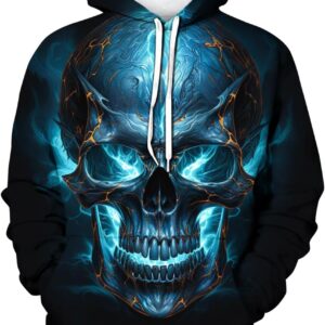 TiwBski Men's Novelty Skull Print Hoodies Sweatshirt Pullover with Pocket