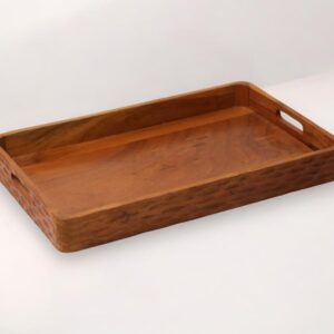 Vesta Homes Acacia Wood Serving Tray for Home\/Kitchen\/Restaurant\/Office Organizer\/Dining Table | Premium Serving Trays | 18 x 12 x 2.25 Inches | Handcarved in India
