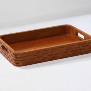 Vesta Homes Acacia Wood Serving Tray for Home\/Kitchen\/Restaurant\/Office Organizer\/Dining Table | Premium Serving Trays | 38 x 25 x 5 cm | Handcrafted in India