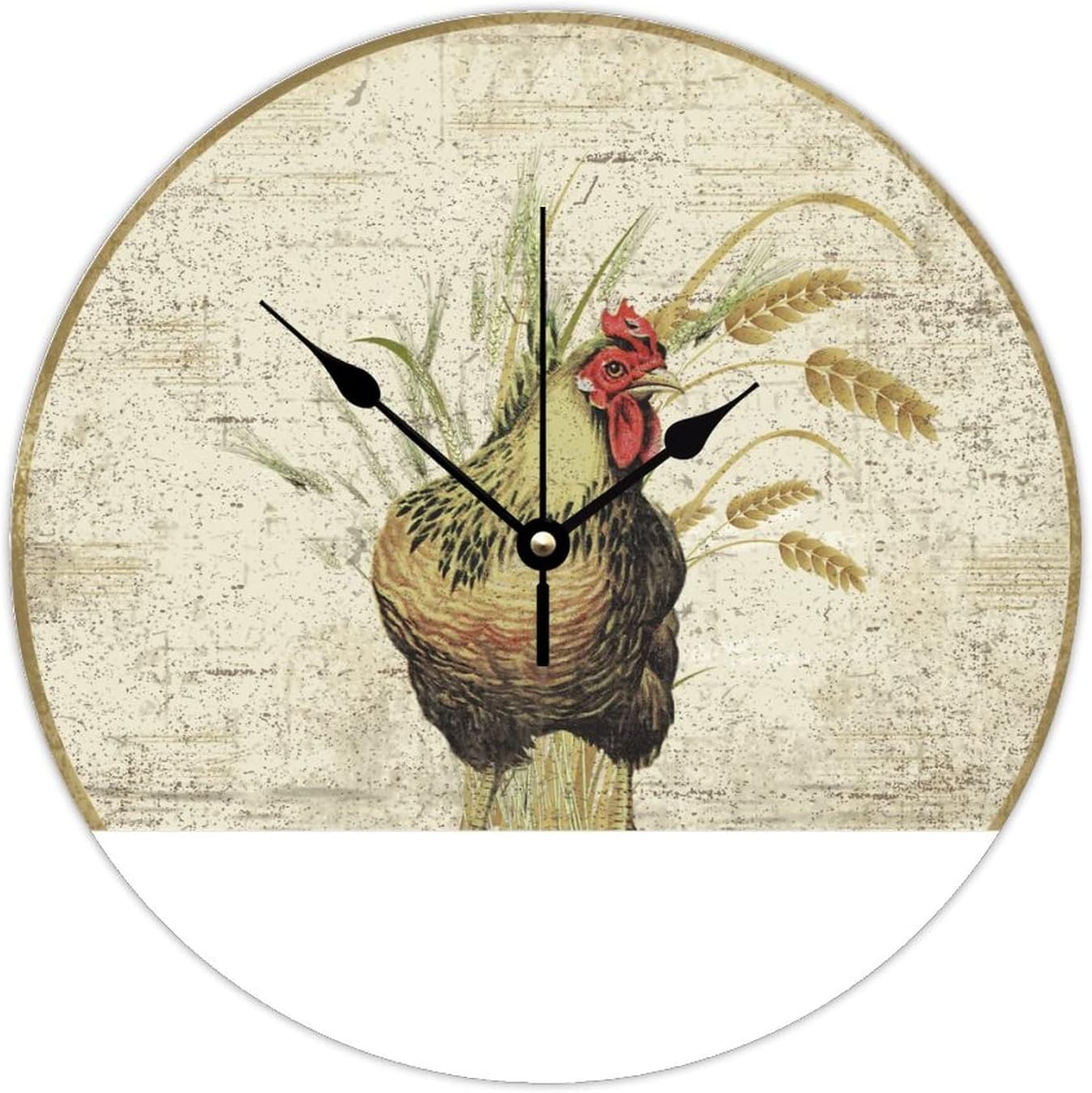 WengBeauty Rooster-Good Morning America Clock Farm Bird Rooster Wooden Round Clock Rustic House Warming Gift Silent Non Ticking Home Decor for Kitchen Bedroom 15x15 inches