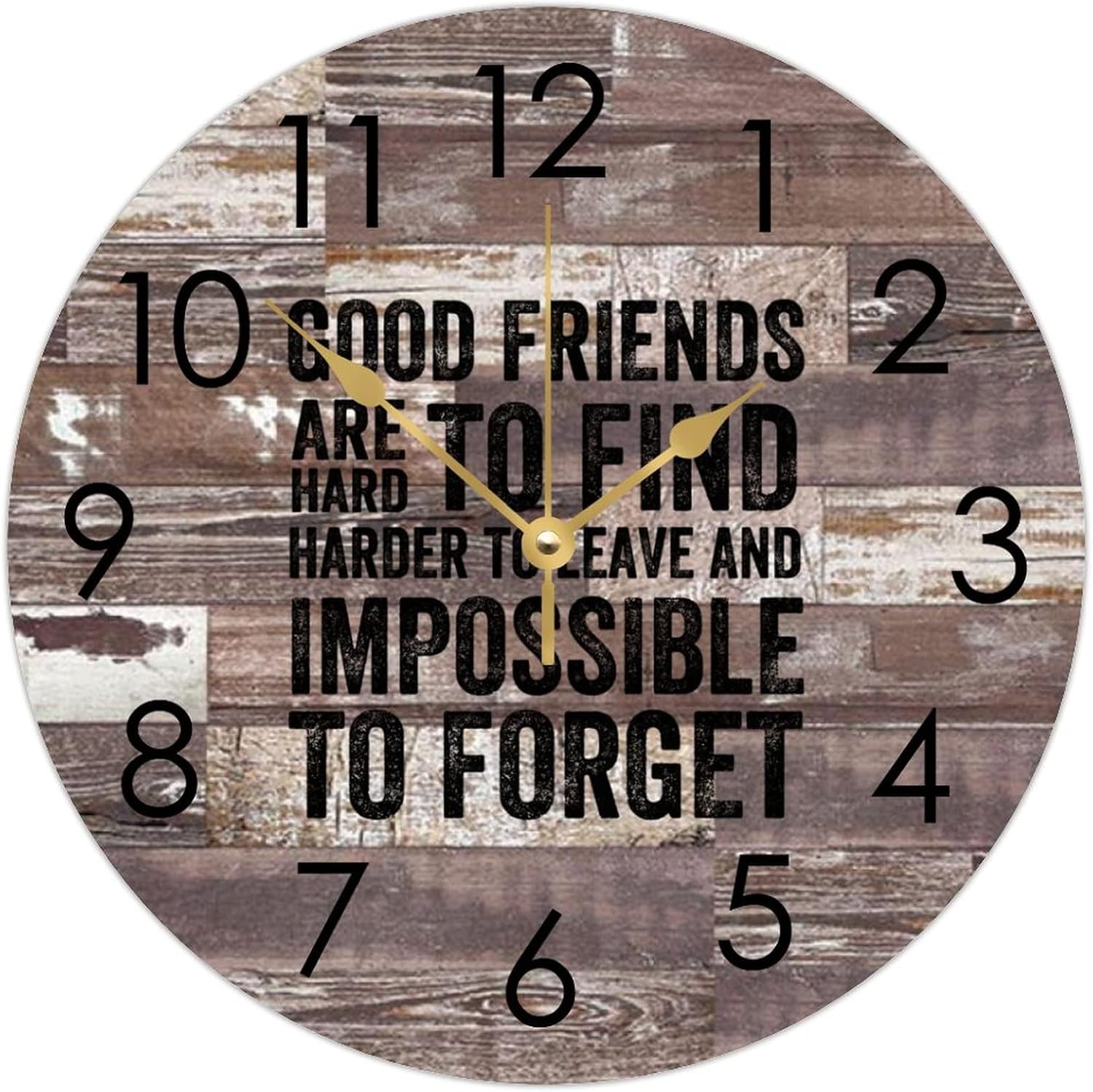 WengBeauty Wooden Round Nursery Clock Good Friends are Hard, Harder to Leave Wall Clock Friends Anniversary Clock Battery Operated Battery Operated for Home Décor 15"x15"