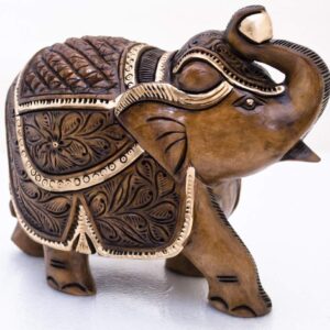 Wooden Elephant Idol Feng Shui Good Luck Statue Handmade 3 Inches Home Decor with antiq Look Gift and Temple Pooja I Home Decor I showpiece I Gifts for Housewarming by Indian Collectible