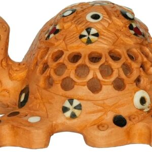 Wooden Tortoise Turtle for Good Luck Home Vastu Pooja Puja Mandir Table Decor Showpiece and Gift Items Collectible Handicraft Art, Yellow, 3.1 x 3 x 2 Inch (L x W x H)