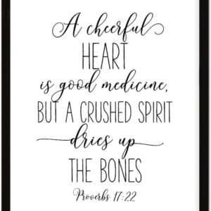 Wooden Wall Art Bible Verse a Cheerful Heart is Good Medicine Rustic Style Wooden Plaque for New Home Decor 16x20inch
