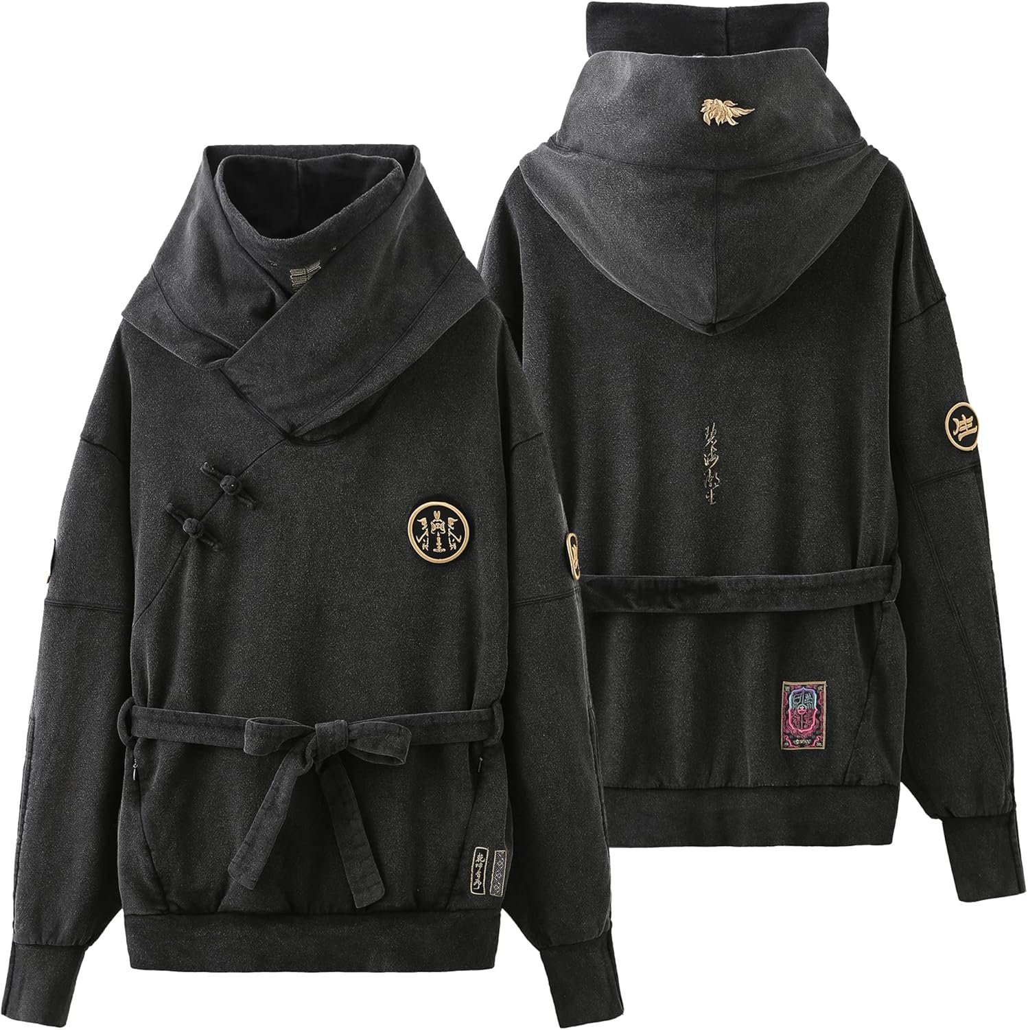 XYXIONGMAO Men's Black Futuristic Techwear Streetwear Hoodies Japanese Hip Hop Kanji Designer Baggy Hoodie - Image 7