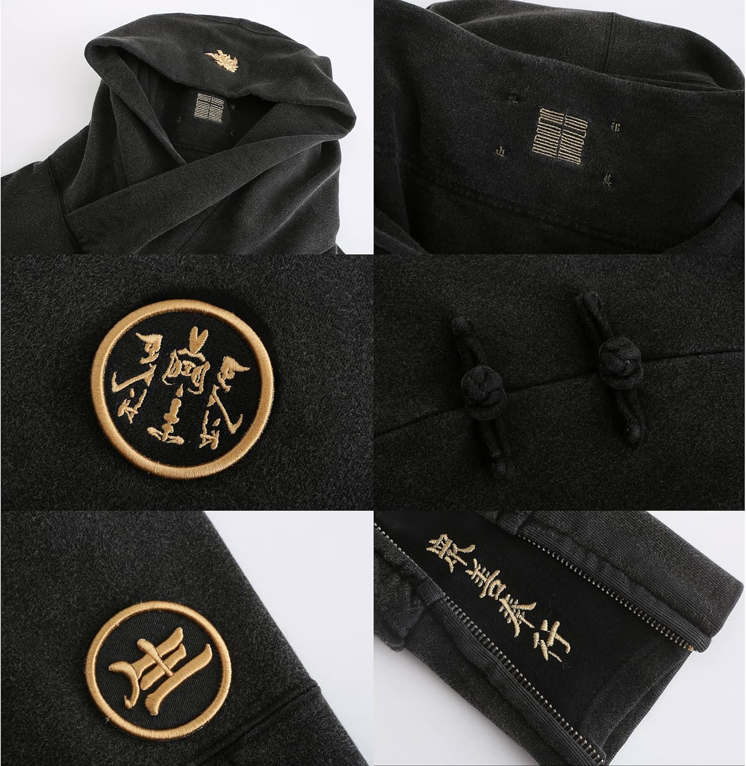 XYXIONGMAO Men's Black Futuristic Techwear Streetwear Hoodies Japanese Hip Hop Kanji Designer Baggy Hoodie - Image 8