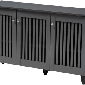 YMGSCC Wooden Shoe Cabinet Home Goods Home Entry Shoe Cabinet 3 Doors Breathable Foyer Shoe Cabinet